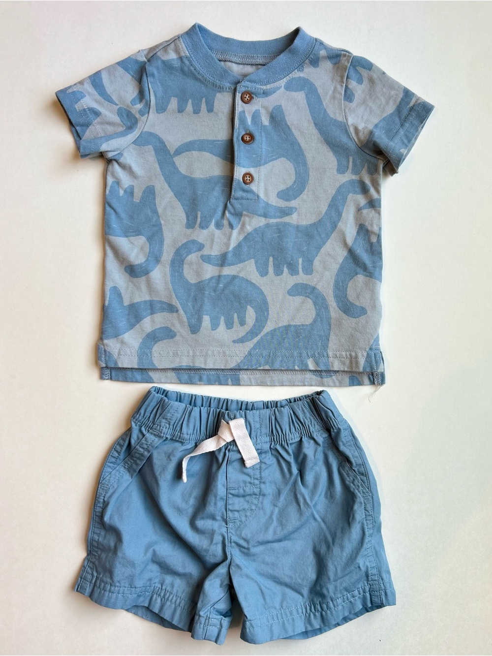 Carter's Light Blue Dinosaur Print Tee & Shorts Set
